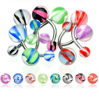 8 Pack UV Swirl Belly Button Rings image
